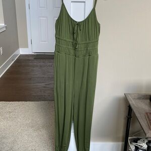 LOFT Olive Green Sleeveless Jumpsuit